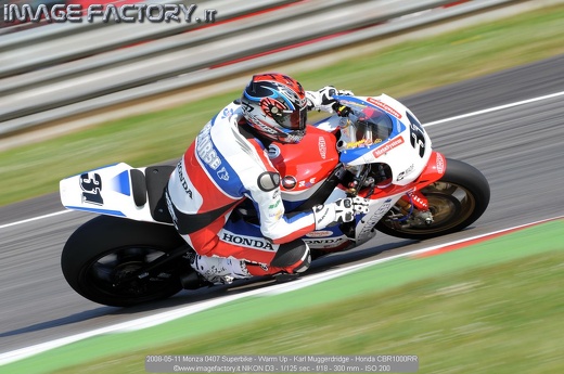 2008-05-11 Monza 0407 Superbike - Warm Up - Karl Muggerdridge - Honda CBR1000RR